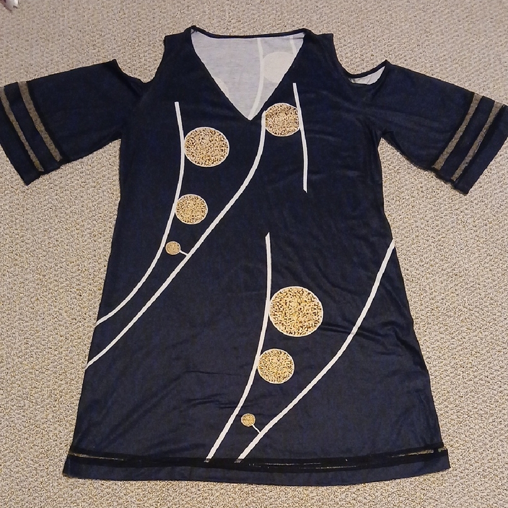 Womens Stylish Dark Gray Dress With Abstract Patterns Size XL